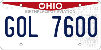 OH license plate GOL7600