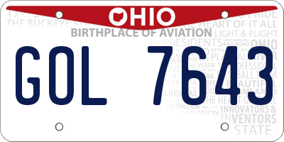 OH license plate GOL7643