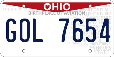 OH license plate GOL7654
