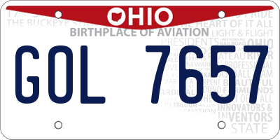 OH license plate GOL7657