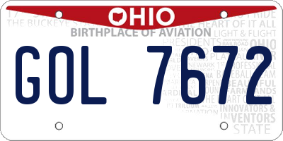 OH license plate GOL7672