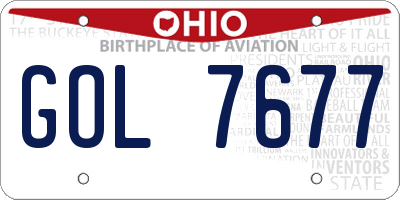 OH license plate GOL7677