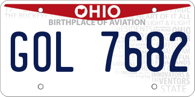 OH license plate GOL7682