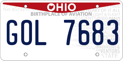 OH license plate GOL7683