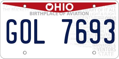 OH license plate GOL7693