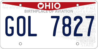 OH license plate GOL7827