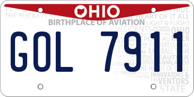 OH license plate GOL7911