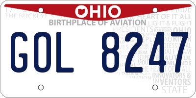 OH license plate GOL8247