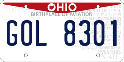 OH license plate GOL8301