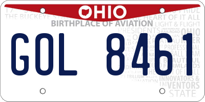 OH license plate GOL8461