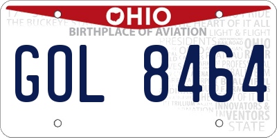 OH license plate GOL8464