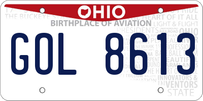 OH license plate GOL8613