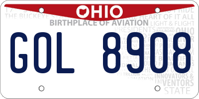 OH license plate GOL8908