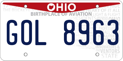 OH license plate GOL8963