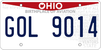 OH license plate GOL9014