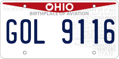 OH license plate GOL9116