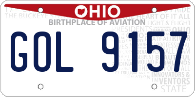 OH license plate GOL9157