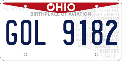 OH license plate GOL9182