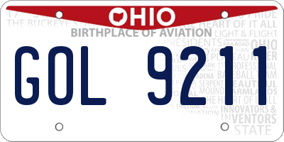 OH license plate GOL9211