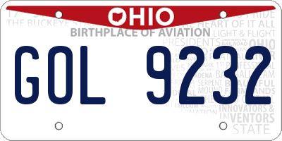 OH license plate GOL9232