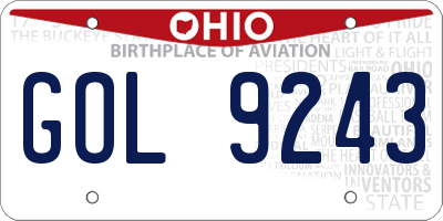 OH license plate GOL9243