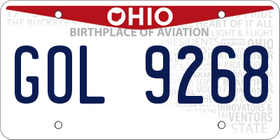 OH license plate GOL9268