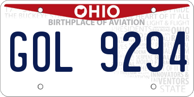 OH license plate GOL9294
