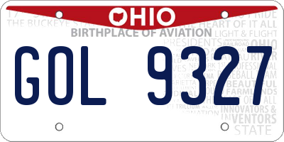 OH license plate GOL9327