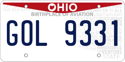 OH license plate GOL9331