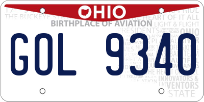 OH license plate GOL9340
