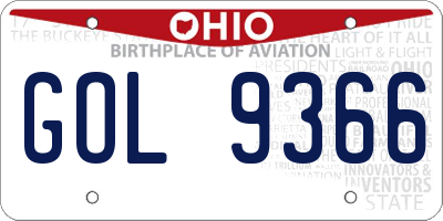 OH license plate GOL9366