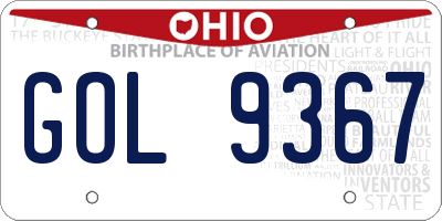 OH license plate GOL9367