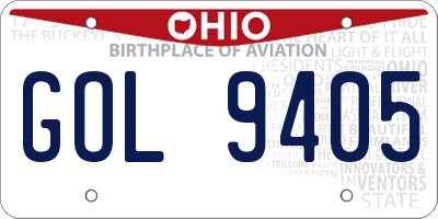 OH license plate GOL9405
