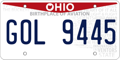OH license plate GOL9445