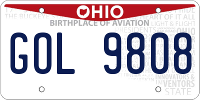 OH license plate GOL9808
