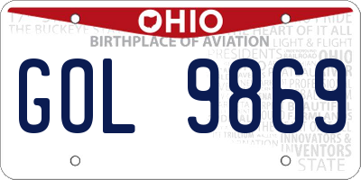 OH license plate GOL9869