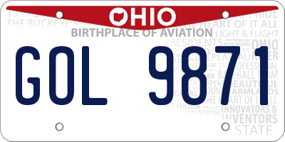 OH license plate GOL9871