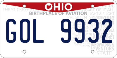 OH license plate GOL9932
