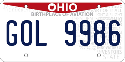 OH license plate GOL9986