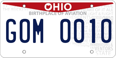 OH license plate GOM0010