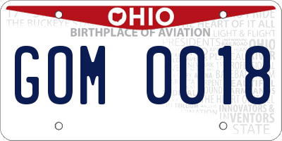 OH license plate GOM0018
