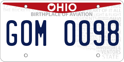OH license plate GOM0098