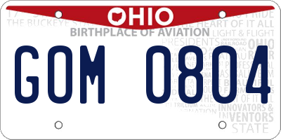 OH license plate GOM0804