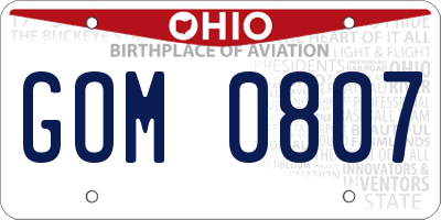 OH license plate GOM0807