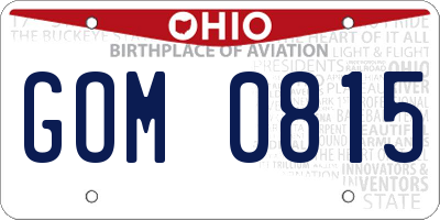 OH license plate GOM0815