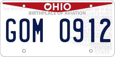 OH license plate GOM0912