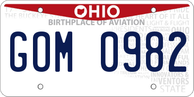 OH license plate GOM0982