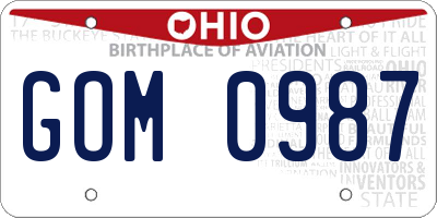OH license plate GOM0987