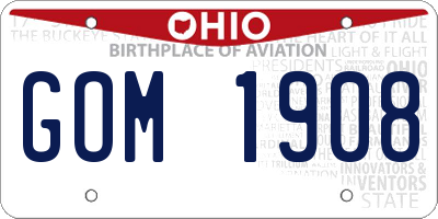 OH license plate GOM1908