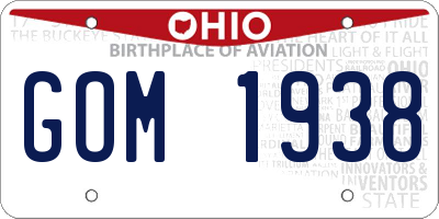 OH license plate GOM1938